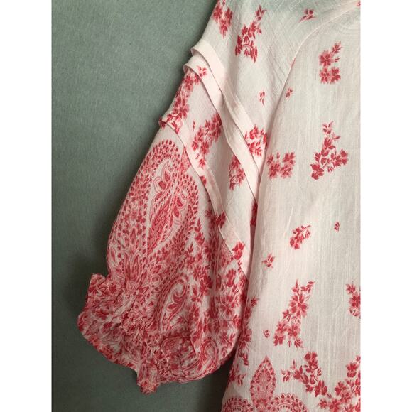 Nanette LePore Women's Medium Puff Sleeve Tie Front Top Red NEW - Picture 3 of 6